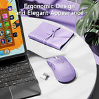 memzuoix 2.4G Wireless Mouse, 1400 DPI Computer Mice with USB Receiver, Portable Wireless USB Mouse Battery Powered Cordless Mice for Laptop, PC, Desktop, 5 Buttons (Lilac)