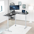 VIVO Electric Corner L-Shaped 63 x 55 in Standing Desk, Memory Height Adjustment, Black Top Gray Frame, DESK-E3CTGB