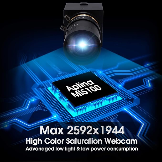 SVPRO 10X Optical Zoom USB Camera with 5-50mm Manual Lens, HD Webcam 5MP Portable Video Camera with Aptina MI5100 Sensor,Desktop Computer Camera for Online Class/Video Conference