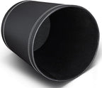 KINGFOM 3 Pack PU Leather Small Office Trash Can Wastebasket, Round Garbage Container Bin for Bathrooms, Powder Rooms, Kitchens, Home, Bedroom, High-Class Hotel, Black