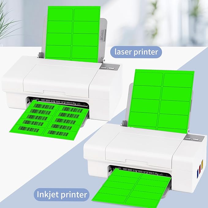 STARLIBOO Shipping Labels Stickers, 2"×4" Printable Fluorescent Mailing Labels for Laser/Inkjet Printing- Matte, Permanent Adhesive Sticker (Fluorescent Green)