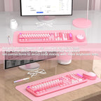 Wireless Keyboard and Mouse,MOFII 104 Round Keys Lovely Full-Size Cute Colorful Keyboard and Mouse with Retro Typewriter for PC/Mac/Laptop/Tablet/Computer/Windows Pink