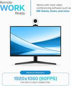 VisionTek VTWC40 Premium Autofocus Full HD 1080P 60FPS Webcam, Chromebook, Computer Video Camera, Digital Dual Microphones, Privacy Cover, 96-Degree Viewing Angle, Work, Study, & Stream (901442)