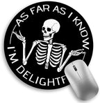 Skeleton Round Mouse Pad, Black Funny Small Mouse Pad with Non-Slip Rubber Base, Desk Mousepad for Wireless Mouse, Gaming Mouse Mat for Computer Laptop Office Women Men, 8.6 x 8.6 Inch