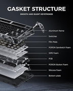 GravaStar Mercury K1 Pro Wireless Mechanical Gaming Keyboard, 75% Layout RGB Custom Keyboard, Hot-Swappable Linear Switches – Aluminum Alloy, Interstellar Silver Brushed Metal Look