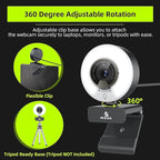 NexiGo N960E 1080P 60FPS Webcam with Light, Software Included, Fast AutoFocus, Built-in Privacy Cover, USB Web Camera, Dual Stereo Microphone, for Zoom Meeting Skype Teams Twitch (Renewed)