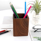 Walnut Pencil Holder Wood Pen Holder For Desk Pen Cup Organizer Ofiice Pencil Stand Simple(Black walnut)