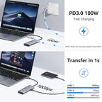 USB C Laptop Docking Station Dual Monitor, 14 in 1 Docking Station 3 Monitors Multiport Adapter with 2 HDMI 4K, VGA, RJ45 Ethernet, 10 Gbps USB C/A, 100W PD, SD/TF, 3.5MM Audio&Mic for Dell HP Lenovo