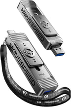 MOVE SPEED 1TB Solid State Drives with Dual Ports & Push-Pull Design — 560MB/s Read Speed, Type C + USB 3.2 Drive Portable ssd for iPhone 15/16/Android/Mac