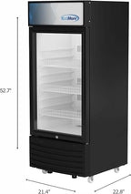 KoolMore KM-MDR-1D-6C 6 Cu. Ft. Commercial One Glass Door Display Upright Beverage Refrigerator Cooler Merchandiser-22.8 in. x 21.4 in. x 52.7 in. [Black]