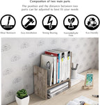 Jerry & Maggie Desktop Organizer Office Storage Rack Adjustable Wood Display Shelf Free Style Double H, Multi-Functional Mini Bookshelf for Desk Natural Stand (Gray Oak)