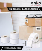 enKo (24 Rolls / 24000 Labels) 30334 Dymo Compatible Multipurpose Barcode (1-1/4" x 2-1/4")