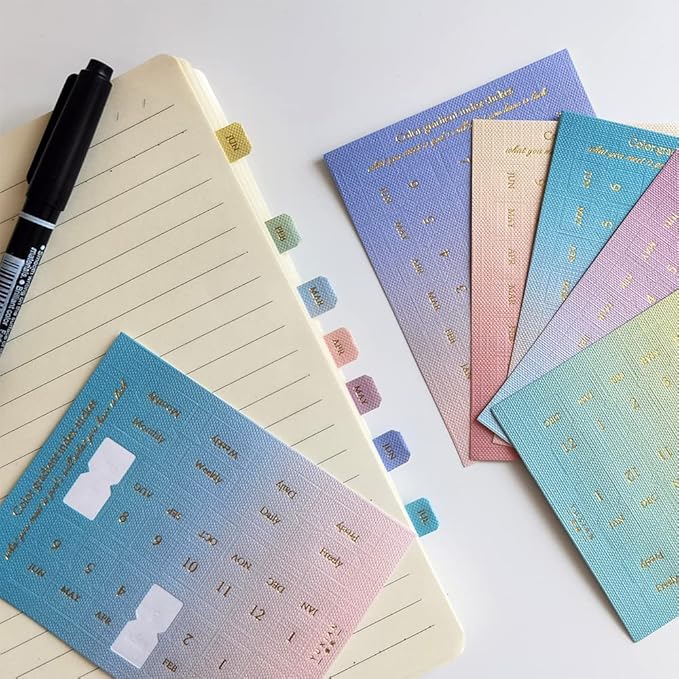 10 Sheets Monthly Adhesive Index Tabs Colorful Monthly Separator Tabs for Office Study Planners Organizations (Summer)