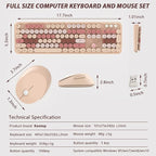 Wireless Keyboard and Mouse, KOOTOP Cute Keyboard and Mouse, 2.4G Wireless Keyboard with Retro Round Keycap for PC, Mac, Laptop,Computer Windows (Milk Tea)