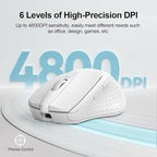 TECKNET Wireless Mouse (BT5.0/3.0 & 2.4G) Rechargeable 4800 DPI Silent USB A & Bluetooth Mouse 6 Buttons, Wide Compatibility - White