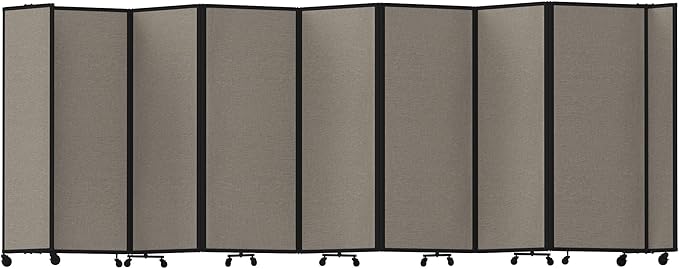 Versare Room Divider 360 Portable Wall Partition | Folding Panels | Large Freestanding Divider | Locking Wheels | Temporary Room Separator