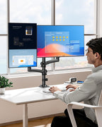 Dual Monitor Stand for Desk, Taller Monitor Arms for 2 Screens up to 32 inch, Ergonomic Adjustable Gas Spring Double Computer Monitor Mount, Holds 4.4-22lbs, VESA 75/100mm, Black, Freelift