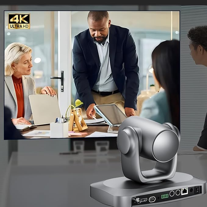 PTZ Camera 4K 21X Optical Zoom, HDMI, 3G-SDI, USB, POE IP Streaming, AI Auto Tracking PTZ Conference Room Camera for Church Services, Worship, Education, YouTube Facebook