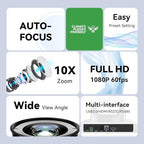 Tenveo PTZ Conference Room Camera 10X Optical Zoom USB3.0/HDMI/RS232 Wide Angle FHD 1080P 60FPS for Video Conferencing Business Meeting Live Streaming Church Services Worship Zoom Teams OBS