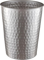Monarch Abode Pewter Hand Hammered Metal Wastebasket for Home Office Bedroom, Decorative Waste Basket, Modern Bathroom Garbage Can, Durable & Decorative Trash Bin, Pewter Bathroom Trash Can