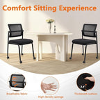 CLATINA Stacking Armless Office Waiting Room Chair with Wheels, Stackable Mesh Guest Reception Desk Chairs with Adjustable Backrest for Conference Lobby Side School, Black, 4 Pack