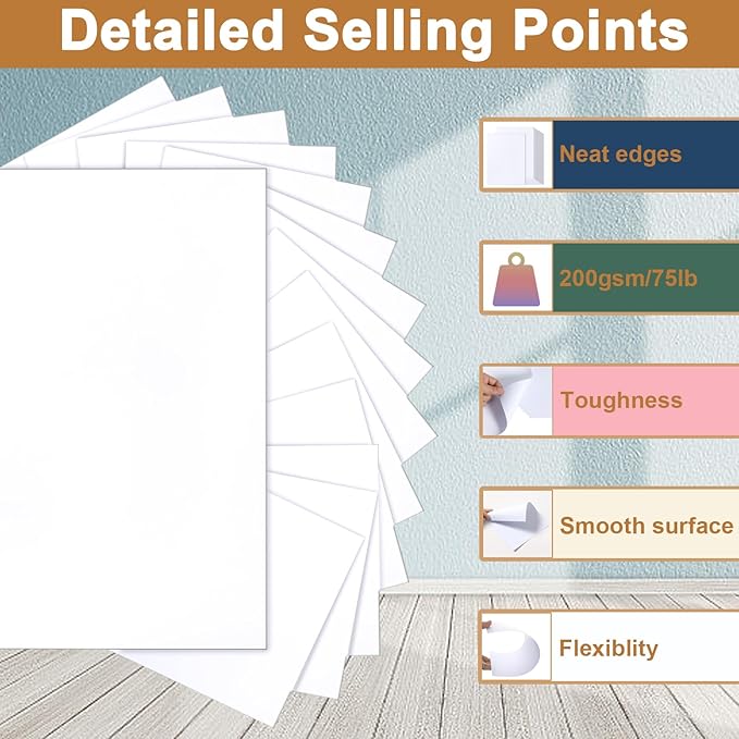 40 Sheets White Cardstock 8.5 x 11 Printer Paper, 200gsm/75lb Premium Craft Paper Card Stock for DIY Card Making, Greeting Cards, Business Cards, Invitations, Certificates, Menus, Wedding