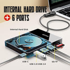 1TB Docking Station External Hard Drive, USB C Multiport Hub HDD 7-in-1, USB 3.0, SD/TF Card Reader, Multi-Function HDD for Windows, Mac, Android, TV, Phone, Laptop, Desktop, PC