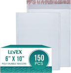 Levex - #0 6" x 10" [150 Pack] Poly Bubble Mailers, Padded Envelope Mailers, Packing Envelope & Mailing Bags for Shipping