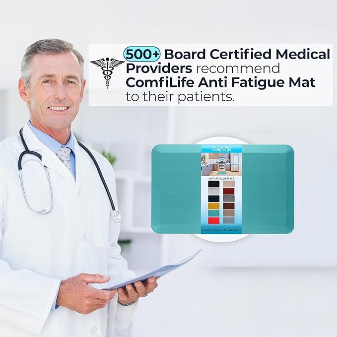 ComfiLife Anti Fatigue Floor Mat – 3/4 Inch Thick Perfect Kitchen Mat, Standing Desk Mat – Comfort at Home, Office, Garage – Durable – Stain Resistant – Non-Slip Bottom (20" x 32", Teal)