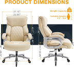 Big and Tall Office Chair for Heavy People, 500LBS High Back Extra Wide Heavy Duty Executive Office Chair Comfortable for Home, Large Computer Desk Chairs with Adjustable Lumbar Support Beige