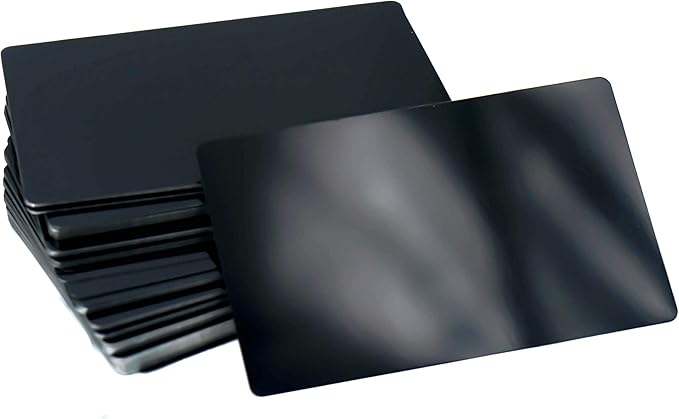 RXBC2011 100pcs Blank Metal Business Cards Laser Engraving Aluminum (black 100 pcs)
