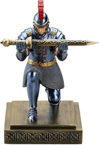 Roman Praetorian Warrior Knight Pen Holder Desk Ornament Resin Pencil Holder Desk Accessories and Organizer for Office with a Letter Opener (Blue)