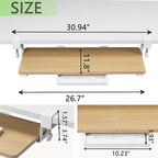 ETHU Keyboard Tray Under Desk, 26.77" X 11.81" Large Size Keyboard Tray with C Clamp-on Mount Easy to Install, Computer Keyboard Stand, Ergonomic Keyboard Tray for Home and Office (Oak)