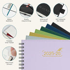 BEZEND Pocket Planner 2025-2026 Weekly with 2 Columns, 18-Month Academic Calendar (Jul 25-Dec 26), Life Work App., Storage Pocket, Pen Holder, PU Leather Softcover 3.5" x 6" Spiral - Fruit Green