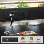 Homieasy Printer Stand with Charging Station, 29.1" x 22.8" Large 3D Printer Table with Filament Storage, Heavy Duty Rolling Printer Cart with 4-Tier Storage for Workshop/Office/Garage, Black