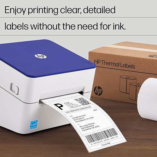 HP 4” x 6” Direct Thermal Shipping Labels, 4 Rolls 250 Sheets per Roll, Multipurpose Thermal Labels for Personal or Business Use, Compatible with HP and Other Thermal Label Printers, White