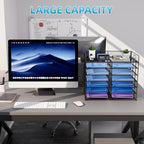 Marbrasse Desktop Literature Organizer, Mesh Paper Organizer, Desk Organizers, File Sorter Mail Center Paper Storage Cabinet Classroom Keepers Mailbox for Office Home School, Black