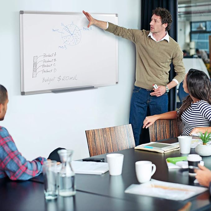 S SWANCROWN Magnetic Whiteboard 18 x 24 Inch Dry Erase Board Wall Mounted White Board for Meeting/Planning/Displaying