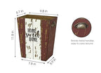 Small Wood Trash Can Wastebasket, Farmhouse Rectangular Garbage Can Waste Basket, Rustic Distressed Wooden Trash Recycling Bin with Metal Handles, Home Sweet Home Wood Storage Basket (Distressed)