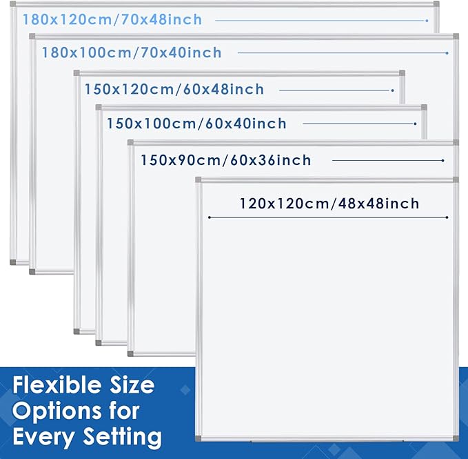 SWANCROWN Magnetic Dry Erase Board 60" x 40" Large White Board, with 2.5 cm Thick Aluminum Frame, Long Marker Tray & Magnretic Pen Holder – Whiteboard for Wall, Offices, School, Meeting Rooms