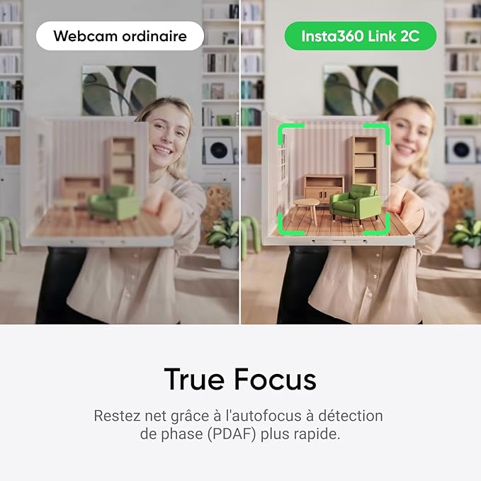 Insta360 Link 2C - 4K Webcam for PC/Mac, 1/2" Sensor, Auto Framing, HDR, AI Noise-Canceling Mic, Gesture Control for Streaming, Video Calls, Gaming, Works with Zoom, Teams, Twitch & More