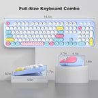 Wireless Keyboard and Mouse, Full Size Typewriter Keyboard and Cute Cat Shape Design Mouse Combo for Windows 7/8/10, Laptop, Desktop, PC, Computer (Blue)