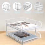 Stackable Letter Tray Papers Organizers, A4 Size Desk Organizer Tray for Letter Paper Stationery Desk Accessories, Plastic Black Paper Holder File Organizer for Office, School, Home (Clear)