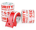 BOMEI PACK Security Seal Tape, Please Report if Seal is Broken Printing Packing Tape with Dispenser, 2.4mil 2inch x 60yds, 6Rolls Heavy Duty Fragile Tape Refills for Shipping, Moving and Sealing