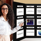 Paterr Trifold Poster Board with Storage Bag, Hook and Loop Fabric, Foldable 3 Panel Presentation Board for Science Fair and Exhibitions(Black,72 x 36 Inch)