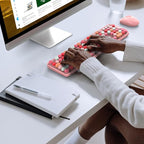 MOFII Wireless Keyboard and Mouse, Pink Colorful Round Key Retro Typewriter Keyboards, USB Wireless 2.4G Full Size Keyboard and Cute Mice Combo for Computer, Laptop, PC, Chromebook, Smart TV