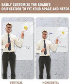 Magnetic Glass Whiteboard，60"x48" Wall Mounted Frameless Dry Erase Board for Office, Home & School Ultra White