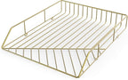U Brands Metal Paper Tray, Letter Size, Desktop Accessory, Vena Collection, Gold, 3233U03-12