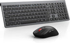 Wireless Keyboard and Mouse Combo,Quiet Click,Full Size Design with Number Pad,Ergonomic Mouse with 5 DPI,Sleep Mode-2.4G Silent Portable Cordless Combo for Laptop/PC/Computer/Mac(Grey)