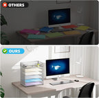 Marbrasse Paper Letter Tray - 6 Tier Mesh File Organizer with Handle, Paper Sorter for Letter/A4 Office File Folder Holder - Silver